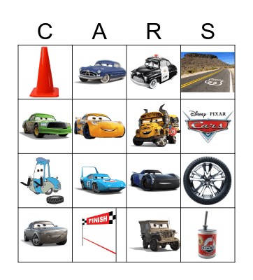 Cars Bingo Card