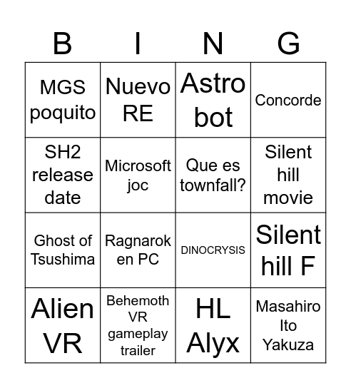 Jueves de GAMING Bingo Card