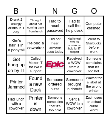 Go-Live Bingo! Bingo Card