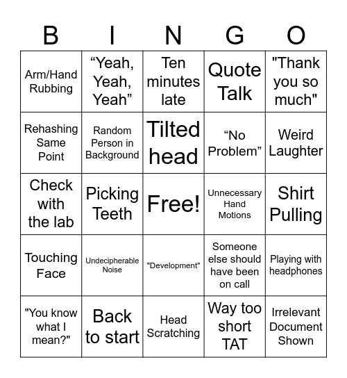 If we're here a second late, we're going home Bingo Card