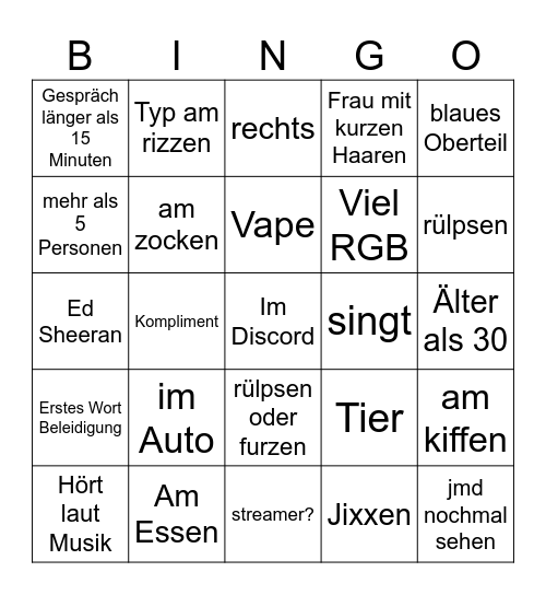 Ome Bingo Deutsch Bingo Card