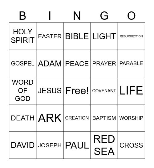 BIBLE BINGO Card