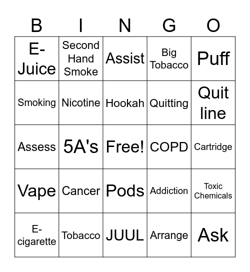Smoking Bingo Card