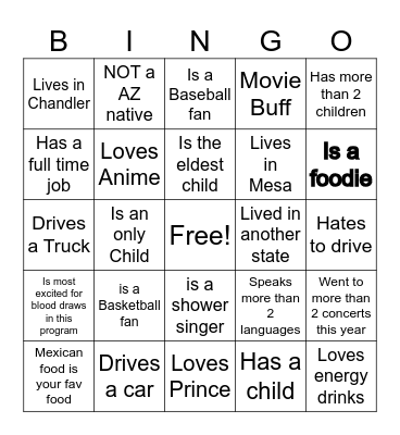 GET TO KNOW YOUR CLASSMATES Bingo Card