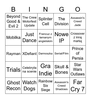 Ubisoft Bingo Card