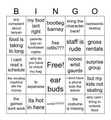 Customer complaint Bingo Card