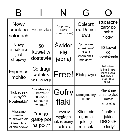 Wileńska Asortyment Edition Bingo Card