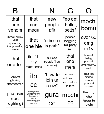 gpo crew bingo Card