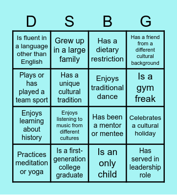DIVERSITY BINGO Card