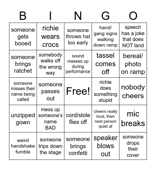 Grad Bingo Card
