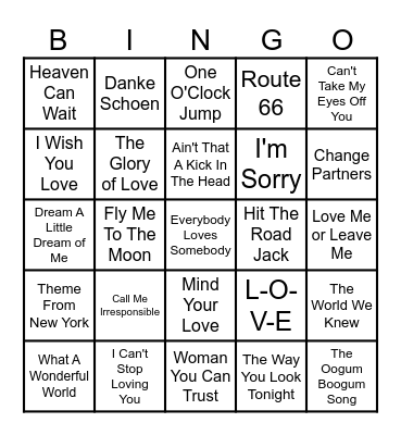 Swing Mix Bingo Card