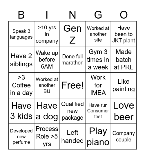 AMA Bingo Card