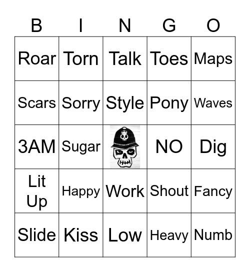 Songs with five letters or less Bingo Card