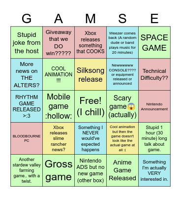 SUMMER GAMES FEST BINGO Card