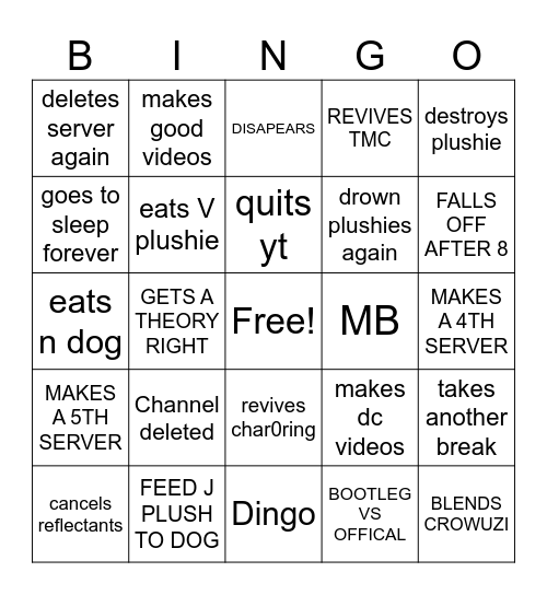 DT Events 2024 Bingo Card