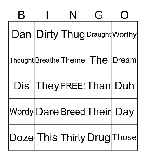 V vs W Bingo Card