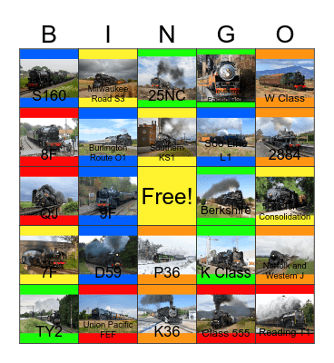 Best of 8 and 10 Coupled Locomotives Bingo Card