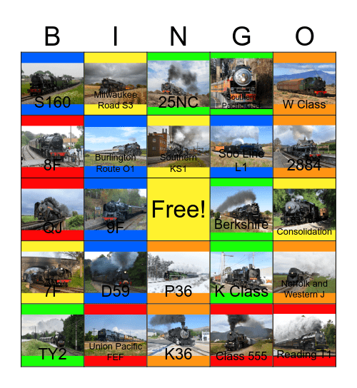 Best of 8 and 10 Coupled Locomotives Bingo Card