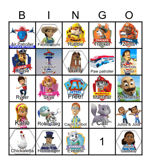 PAW PATROL Bingo Card