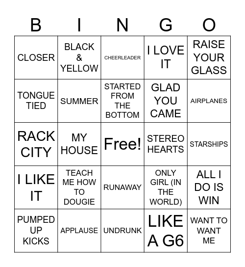 2010'S ANTHEMS Bingo Card