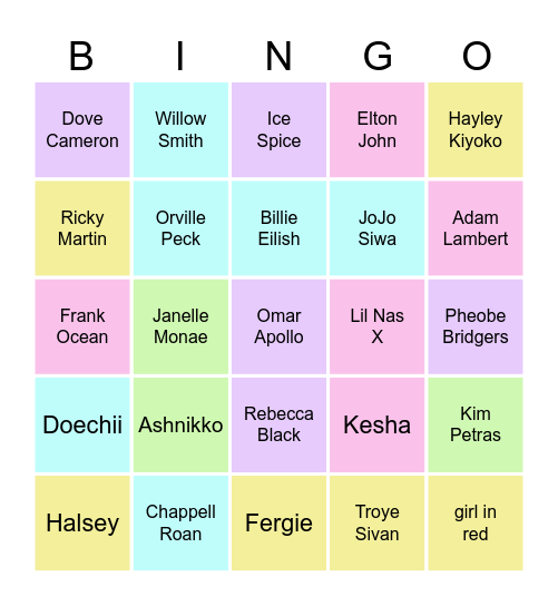 P R I D E Bingo Card