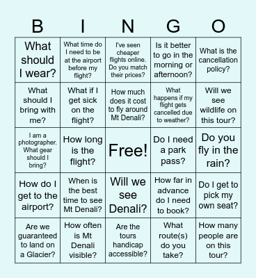 Denali Bingo Card