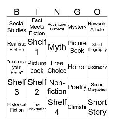 Reading BINGO Card