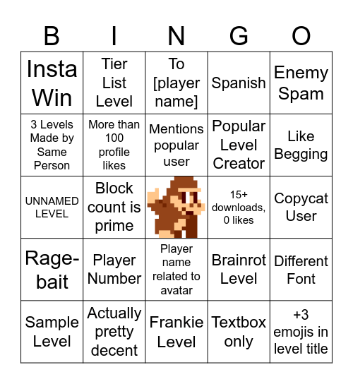 Level Maker Bingo Card