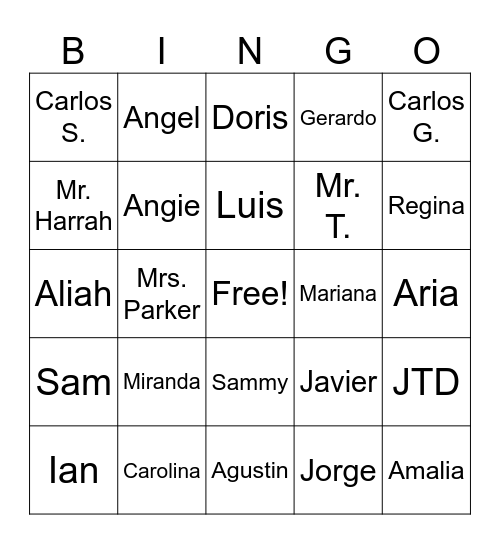 Ms. T.'s 4th Graders Bingo Card