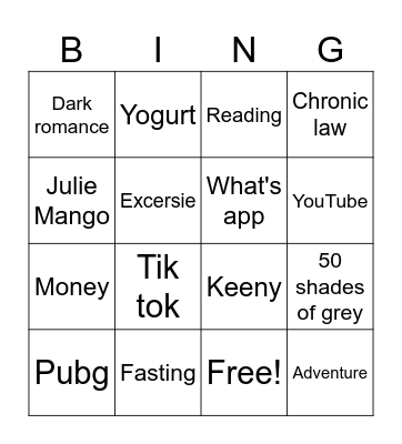 Things we love Bingo Card