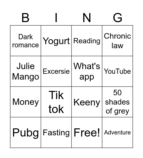 Things we love Bingo Card