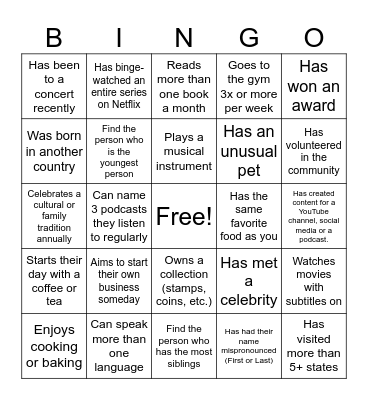 Duncan's Networking Bingo Card