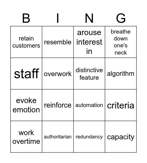G11-G1 Business and Work Bingo Card