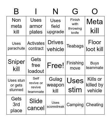 Warzone Bingo #3 Bingo Card