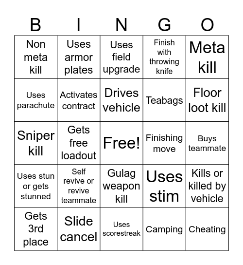 Warzone Bingo #3 Bingo Card