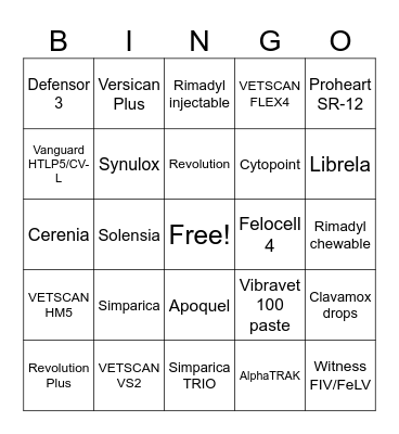 ZOETIS PRODUCT BINGO! Bingo Card