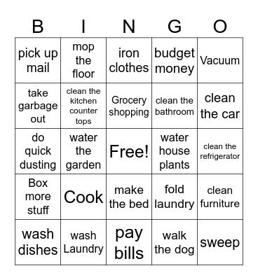 Moving Out Bingo Card