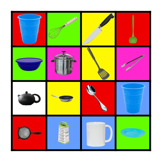 Kitchen utensils Bingo Card