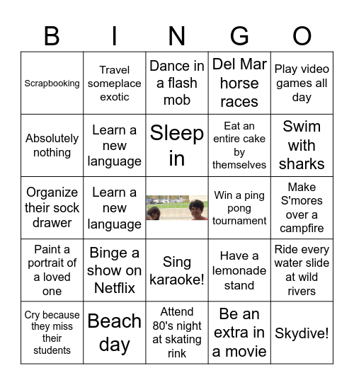 Mrs. Katnik and Mrs. Linder retirement bingo! Bingo Card