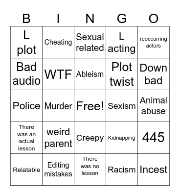 Tmrws teachings bingo Card