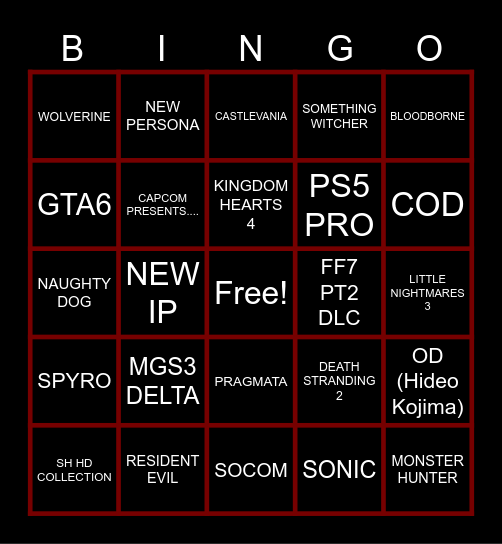 SHOWCASE DAY Bingo Card