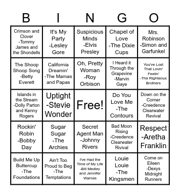 Oldies! Bingo Card