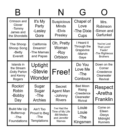 Oldies! Bingo Card