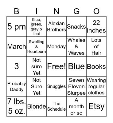 Mommy to Be Bingo!! Bingo Card