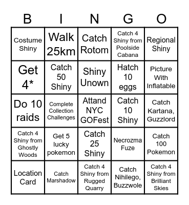 2024 NYC GOFest BINGO Card