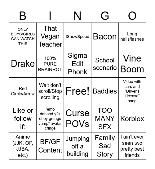 Clip It (Roblox) Bingo Card