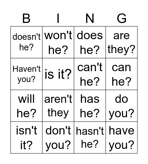 Power Up 4- Tag Question Bingo Card