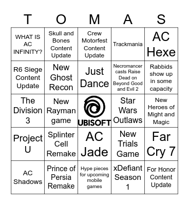 Ubisoft Bingo Card