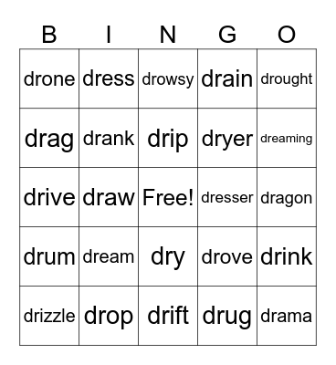 dr initial blend word bingo Card