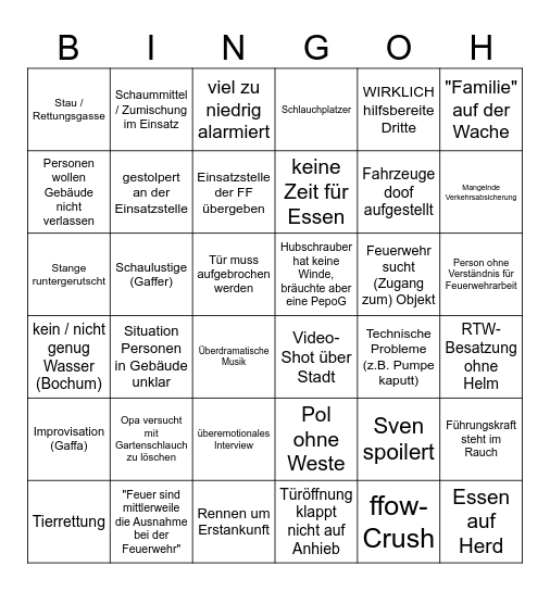 FuF v1.0 Bingo Card